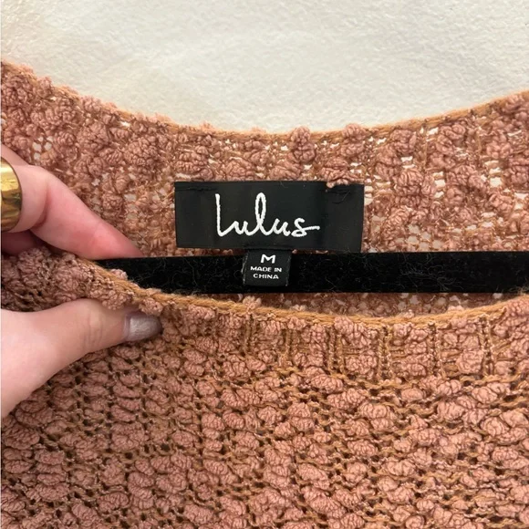 Lulu's Dusty Rose, White & Black Colorblock Crewneck Sweater - Picture 3 of 4